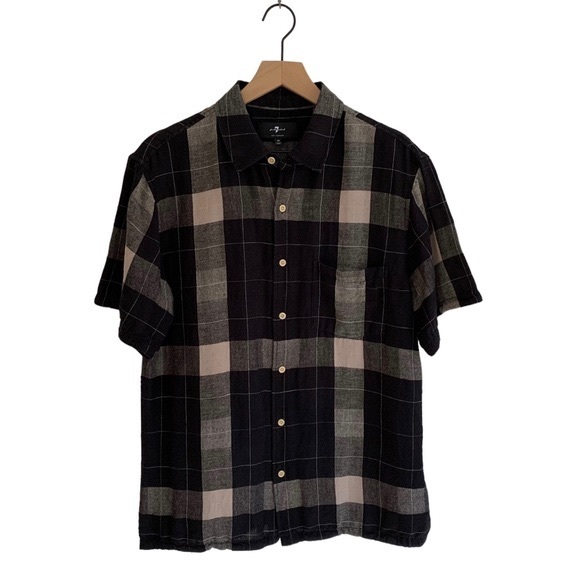 7 For All Mankind Other - 7 For All Mankind Plaid Linen Blend Shirt